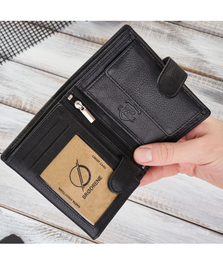 BRØDRENE Pánska kožená peňaženka G-28-BL | čierna