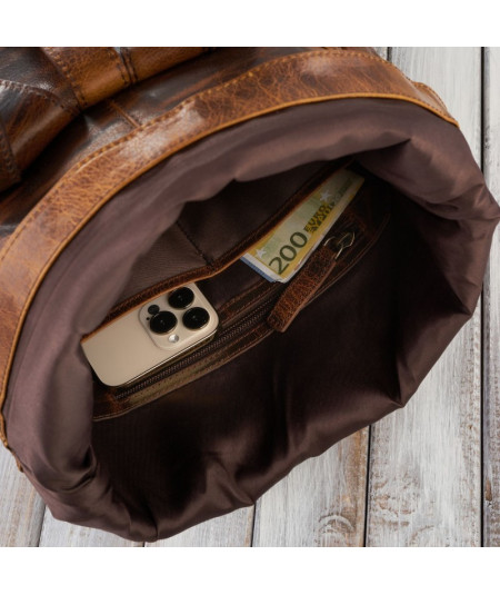 PAOLO PERUZZI Prémiový kožený batoh na notebook AV-02-BR | hnedá