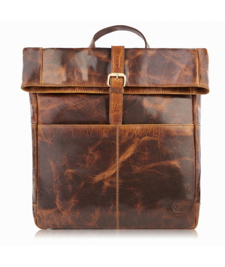PAOLO PERUZZI Prémiový kožený batoh na notebook AV-02-BR | hnedá