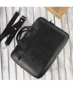 PAOLO PERUZZI Kožená taška na notebook AV-01-BL | čierna
