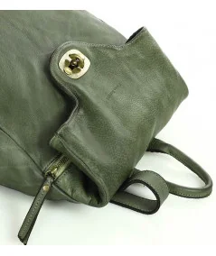 MARCO MAZZINI Veľký dámsky kožený batoh HANDMADE | zelená