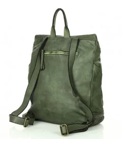 MARCO MAZZINI Veľký dámsky kožený batoh HANDMADE | zelená