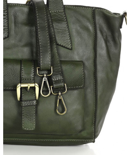MARCO MAZZINI Vintage kožená shopper kabelka | zelená