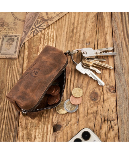 PAOLO PERUZZI Kožené puzdro na kľúče, karty a drobné príslušenstvo SI-07-BR | hnedá