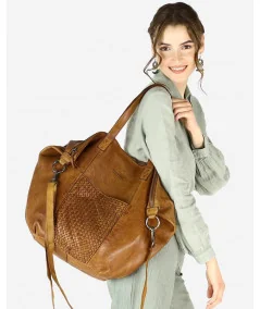 MARCO MAZZINI Dámska kožená shopper taška - It bag | camel