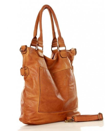 MARCO MAZZINI Kožená shopper taška Vintage bag Vera pelle | camel