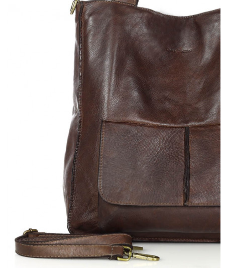 MARCO MAZZINI Dámska kožená shopper taška A4 | hnedá caffe