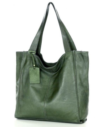 MARCO MAZZINI Kožená shopper kabelka handmade | zelená