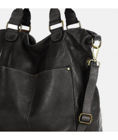 MARCO MAZZINI Kožená shopper taška vintage bag vera pelle | čierna