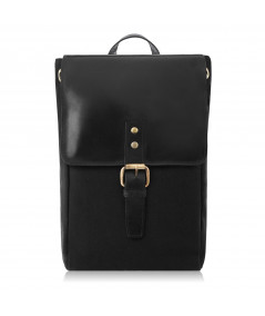 PAOLO PERUZZI Dámsky Vintage batoh z plátna a pravej kože SI-04-BL | čierna