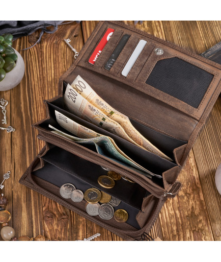 PAOLO PERUZZI Dámska kožená peňaženka a kľúčenka Vintage ZUP-95-HBR | hnedá