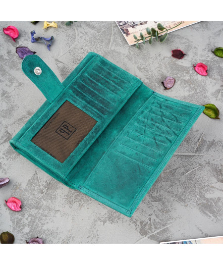 PAOLO PERUZZI Dámska kožená peňaženka a kľúčenka Vintage ZUP-95-GR | zelená