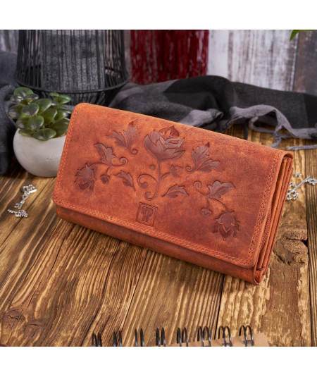PAOLO PERUZZI Dámska kožená peňaženka a kľúčenka Vintage ZUP-95-OR | oranžová