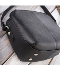 PAOLO PERUZZI Dámska kožená kabelka na rameno SI-11-BL | čierna
