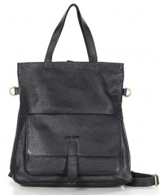 MARCO MAZZINI Kožená taška & batoh s vreckom | čierna