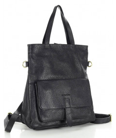 MARCO MAZZINI Kožená taška & batoh s vreckom | čierna
