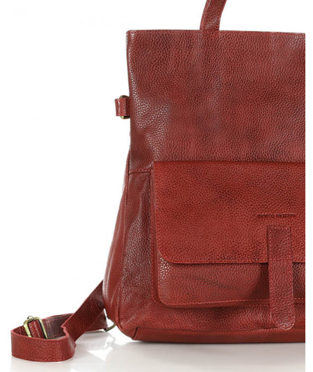 MARCO MAZZINI Kožená taška & batoh s vreckom | bordó