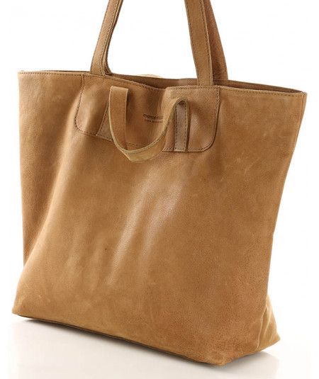 MARCO MAZZINI Veľká kožená shopper taška | hnedá camel