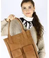 MARCO MAZZINI Dámska kožená shopper taška | hnedá camel