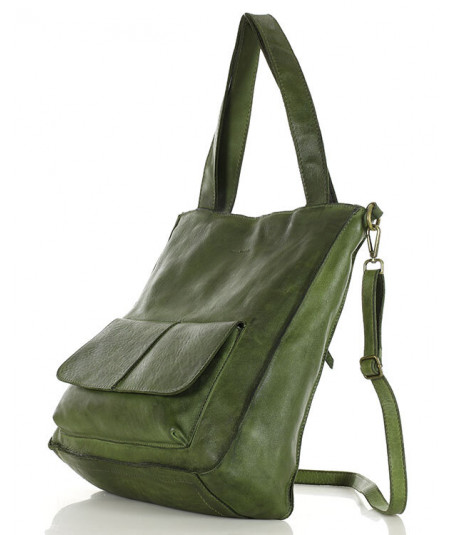 MARCO MAZZINI Dámska kožená shopper taška A4 | zelená