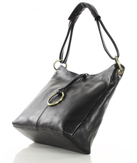 MARCO MAZZINI Klasická prémiová kožená kabelka | čierna