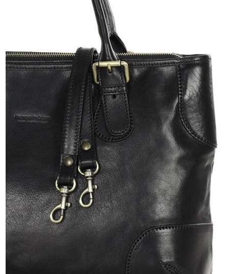 MARCO MAZZINI Klasická kožená kabelka do ruky | čierna