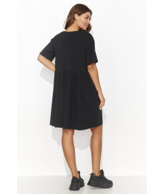 Numinou Voľné krátke šaty z ľahkého úpletu NU470 | čierna
