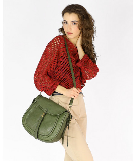 Marco Mazzini Klasická kožená kabelka | zelená