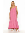 Makadamia Dlhé voľné šaty s viazanými ramienkami M836 | baby pink