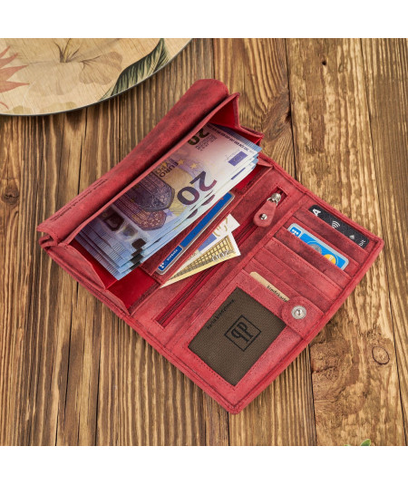 PAOLO PERUZZI Dámska kožená peňaženka + kľúčenka Vintage ZUP-104-RD | červená