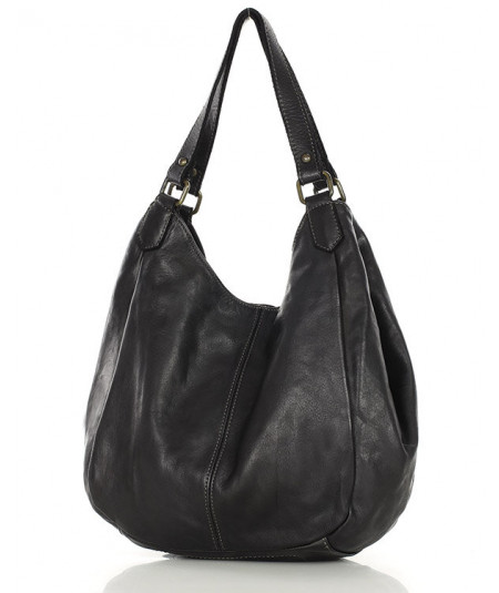 MARCO MAZZINI Ručne vyrobená dvojitá kožená taška cez rameno | čierna