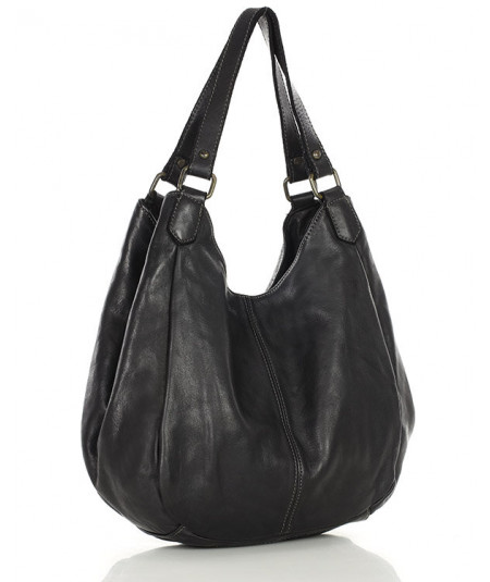 MARCO MAZZINI Ručne vyrobená dvojitá kožená taška cez rameno | čierna