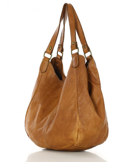 MARCO MAZZINI Ručne vyrobená dvojitá kožená taška cez rameno | camel