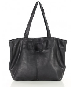 MARCO MAZZINI Veľká kožená shopper taška s dvojitými rúčkami | čierna