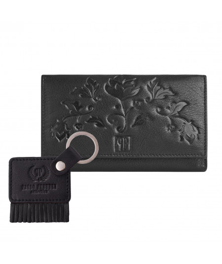 Paolo Peruzzi Kožená peňaženka a kľúčenka ZUP-107-BL | čierna