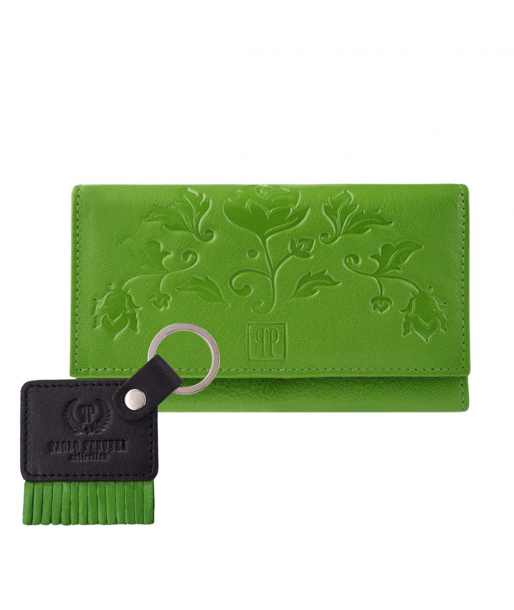 Paolo Peruzzi Kožená peňaženka a kľúčenka ZUP-107-GR | zelená