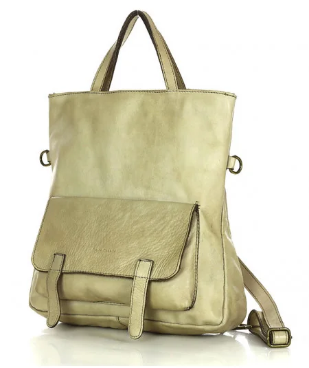MARCO MAZZINI Kožená kabelka & batoh s predným vreckom | béž taupe