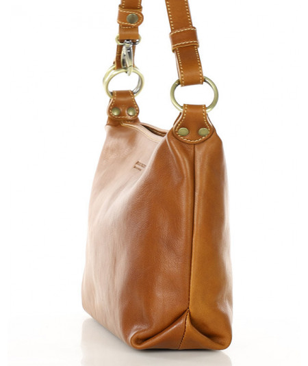 MARCO MAZZINI Luxusná kožená kabelka na rameno | camel