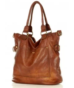 MARCO MAZZINI Dámska kožená shopper taška Vintage | hnedá
