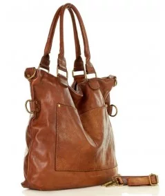 MARCO MAZZINI Dámska kožená shopper taška Vintage | hnedá