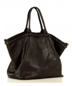 MARCO MAZZINI Dámska kožená shopper taška | čierna