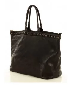 MARCO MAZZINI Dámska kožená shopper taška | čierna