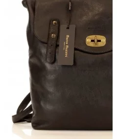 MARCO MAZZINI Kožený batoh HANDMADE | čierna