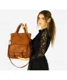 MARCO MAZZINI Kožená kabelka & batoh s predným vreckom | camel