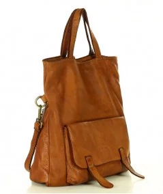 MARCO MAZZINI Kožená taška & batoh s predným vreckom | camel