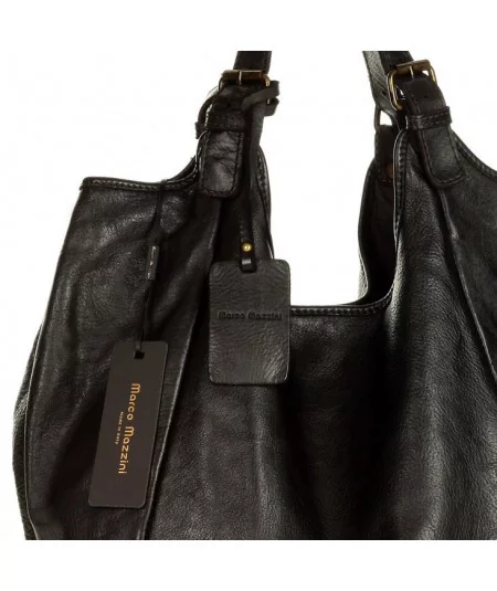 MARCO MAZZINI Kožená shopper taška | čierna