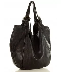 MARCO MAZZINI Kožená shopper taška | čierna