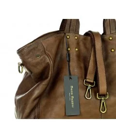 Marco Mazzini Dámska kožená shopper kabelka | hnedá