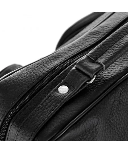 PAOLO PERUZZI Pánska kožená súprava taška cez rameno a etue | čierna
