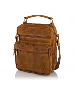 PAOLO PERUZZI Pánska kožená taška cez rameno Vintage | hnedá
